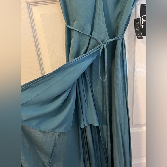 Lulu’s Heart of Marigold Teal Blue Wrap Maxi Dress - Picture 4 of 5